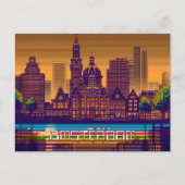 Pixel 2D Game Art Amsterdam Postkarte (Vorderseite)