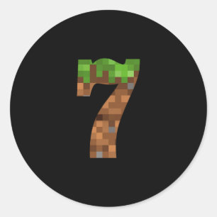 Pixel 7-jähriges Geburtstags Nummer Sieben 7 Jahre Runder Aufkleber