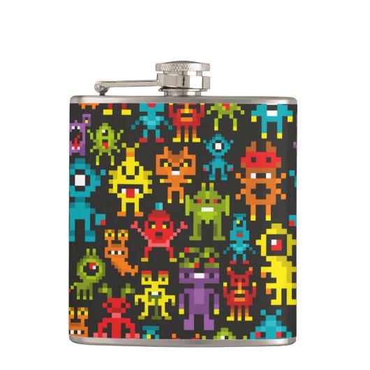 Pixel-8bit-Monster Flachmann (Vorderseite)