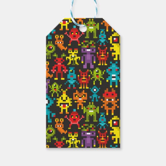 Pixel 8bit Monster Geschenkanhänger (Vorderseite)