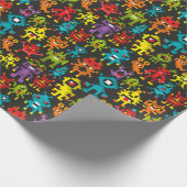 Pixel-8bit-Monster Geschenkpapier (Ecke)