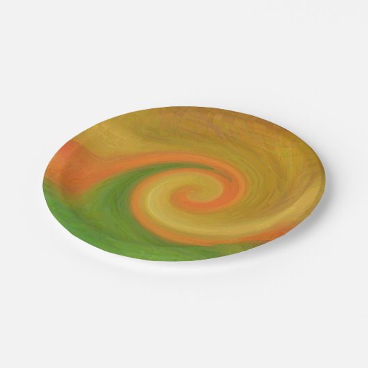 Pixel Abstrakter Herbstwirbel Pappteller (Schrägansicht)