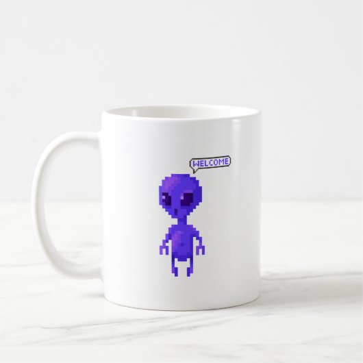 Pixel Alien Willkommen Gamer Kaffeetasse (Links)