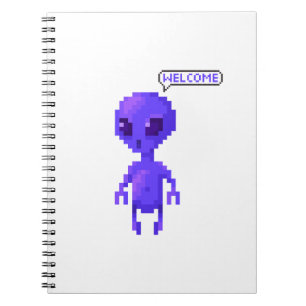 Pixel Alien Willkommen Gamer Notizblock