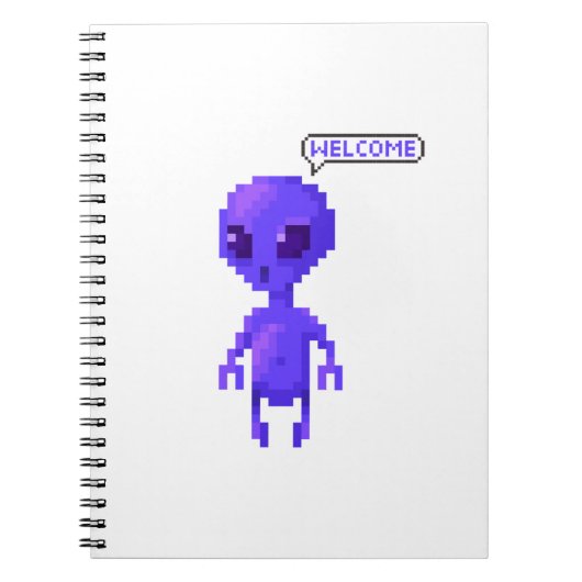 Pixel Alien Willkommen Gamer Notizblock (Vorderseite)