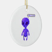 Pixel Alien Willkommen Gaming Keramik Ornament (Rechts)