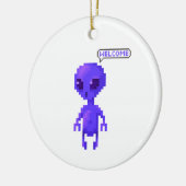 Pixel Alien Willkommen Gaming Keramik Ornament (Links)