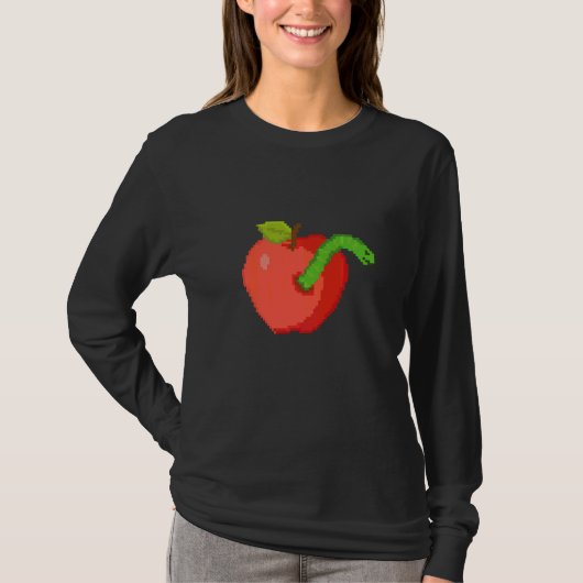Pixel Apfel mit Wurm drin T-Shirt (Vorderseite)