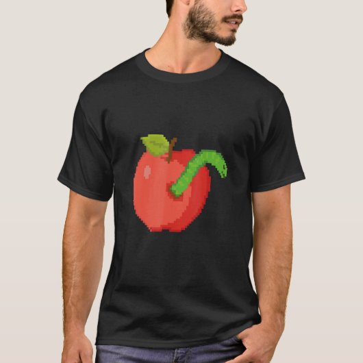 Pixel Apple mit Wurm im Inneren T-Shirt (Vorderseite)