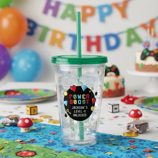 Pixel-Arcade-Game-Level-Up-Kindergeburtstag Acryltrinkbecher