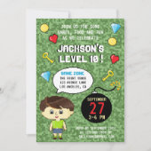Pixel-Arcade-Game-Level-Up-Kindergeburtstag Einladung (Vorderseite)