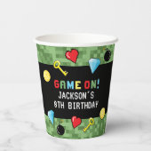 Pixel-Arcade-Game-Level-Up-Kindergeburtstag Pappbecher (Rückseite)