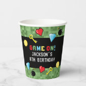 Pixel-Arcade-Game-Level-Up-Kindergeburtstag Pappbecher (Vorderseite)