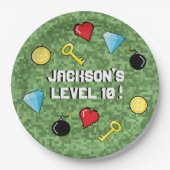 Pixel-Arcade-Game-Level-Up-Kindergeburtstag Pappteller (Vorderseite)