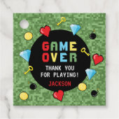 Pixel-Arcade-Spiel über Kindergeburtstag Geschenkanhänger (Vorderseite)