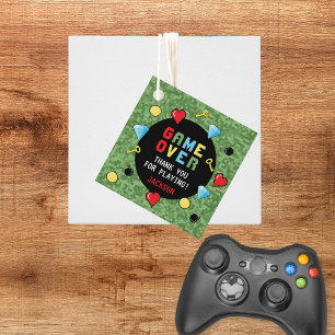 Pixel-Arcade-Spiel über Kindergeburtstag Geschenkanhänger