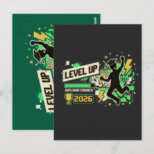 Pixel-Art-Abschluss 2026 Level Up Postkarte