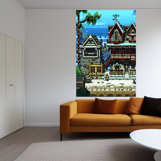 Pixel art, amerikanische Stadt | AI Art Poster