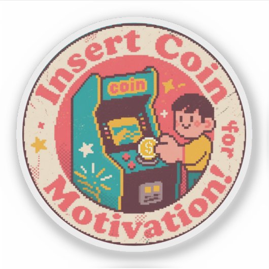 Pixel Art Arcade Coin Abzeichen - Gaming Inspirati Aufkleber (Vorderseite)