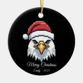Pixel Art Bald Eagle Santa Hat Keramik Ornament (Vorne)
