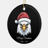 Pixel Art Bald Eagle Santa Hat Keramik Ornament (Links)