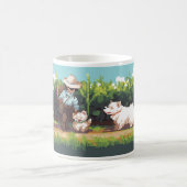 Pixel Art Bauer zeigt die Pflanze an Kaffeetasse (Mittel)