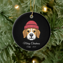 Pixel Art Beagle Hund Winterhut