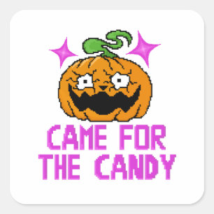 Pixel Art Beängstigend Pumpkin & Eyeball Horror Quadratischer Aufkleber