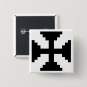 Pixel Art Black Cross Symbol Button (Vorne & Hinten)