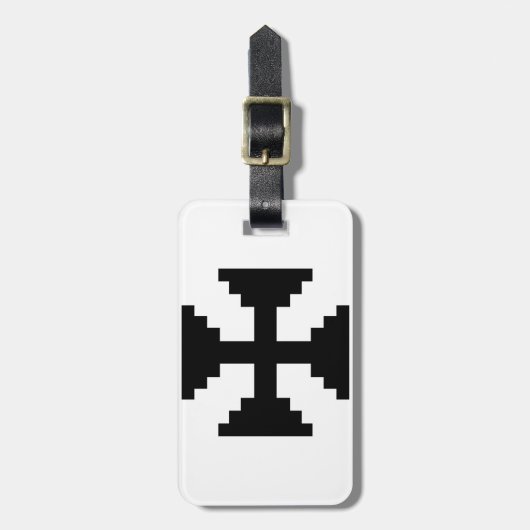 Pixel Art Black Cross Symbol Gepäckanhänger (Vorderseite vertikal)