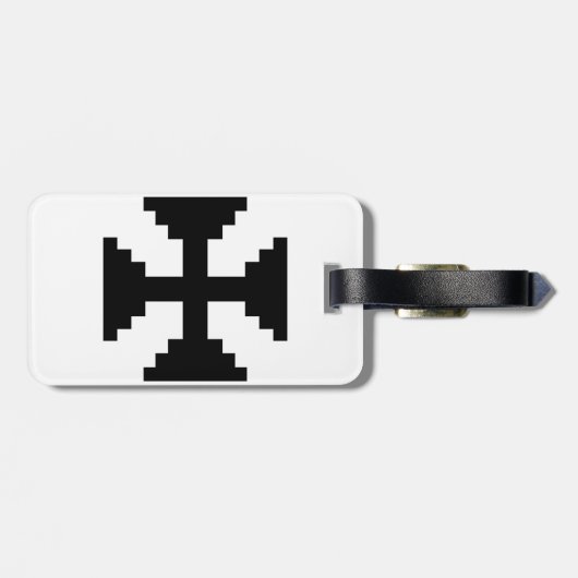 Pixel Art Black Cross Symbol Gepäckanhänger (Rückseite horizontal)
