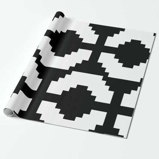 Pixel Art Black Cross Symbol Geschenkpapier (Ungerollt)