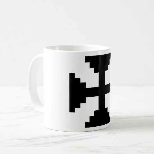Pixel Art Black Cross Symbol Kaffeetasse (Vorderseite Links)