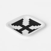 Pixel Art Black Cross Symbol Pappteller (Gewinkelt)