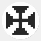 Pixel Art Black Cross Symbol Runder Aufkleber (Vorderseite)