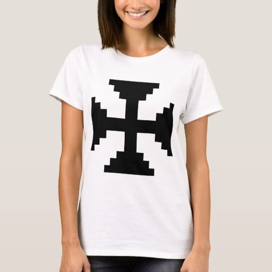 Pixel Art Black Cross Symbol T-Shirt (Vorderseite)