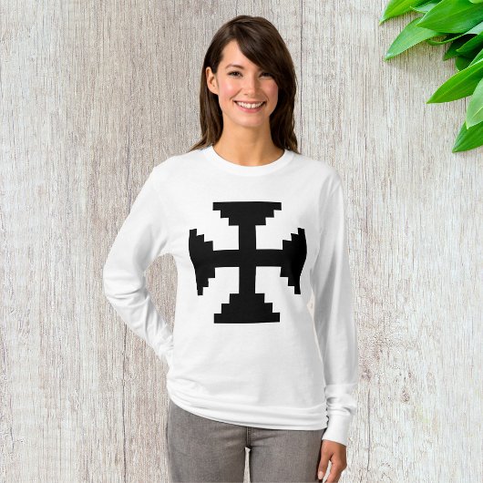 Pixel Art Black Cross Symbol T-Shirt