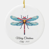 Pixel Art Blue Dragonfly Insect Art Christmas Gift Keramik Ornament (Hinten)