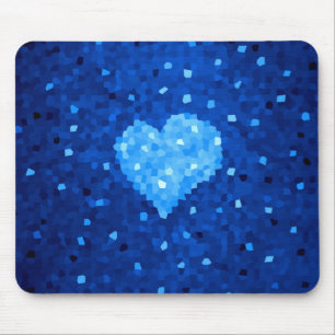 Pixel Art Blue Heart Retro Gamer Liebe Mousepad
