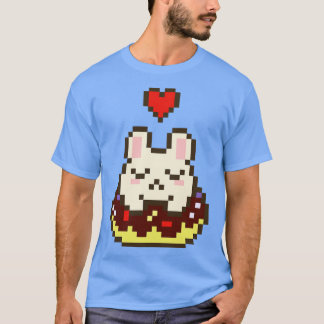 Pixel Art Bunny Lieben Schokolade mit abgedecktem  T-Shirt