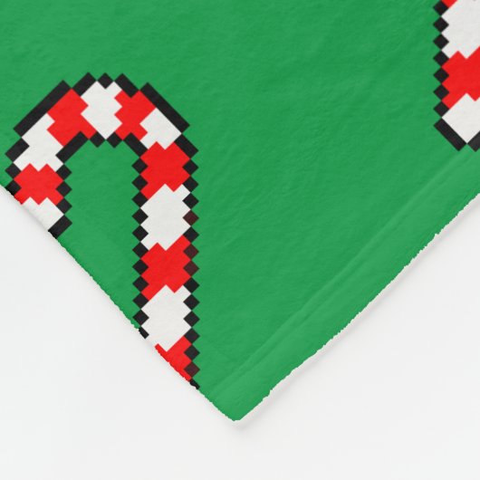 Pixel Art CANDY CANE Pattern - Schwarze Kontur Fleecedecke (Ecke)