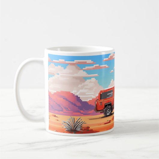 Pixel Art Car in der Wüste Kaffeetasse (Links)