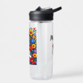 Pixel Art Cat, Kitten und Blume Personalisiert Trinkflasche (Links)