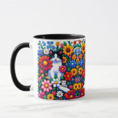 Pixel Art Cat, Kitten und Blume Tasse (Links)