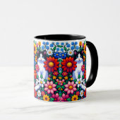 Pixel Art Cat, Kitten und Blume Tasse (VorderseiteRechts)