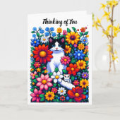 Pixel Art Cats und Blume Denken Sie an Sie Karte (Gelbe Blume)