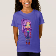 Pixel-Art-Charakter lila Haar 