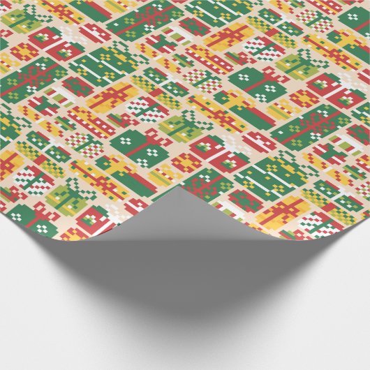 Pixel Art Christmas Gift Pattern Geschenkpapier (Ecke)