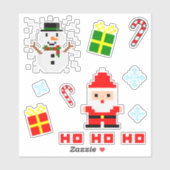 Pixel Art Christmas Set Aufkleber (Blatt)