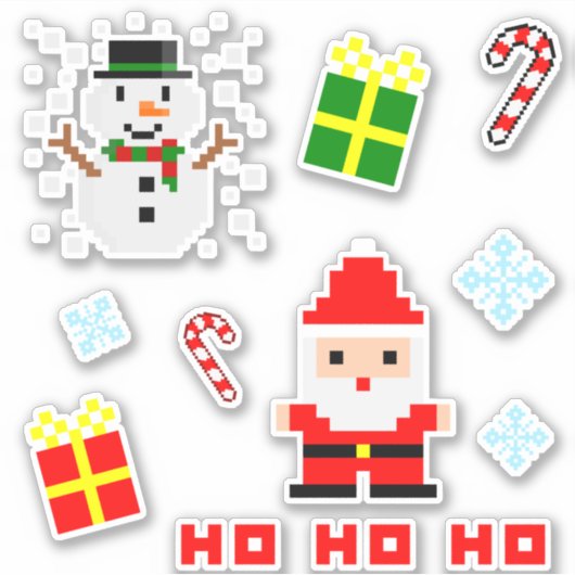 Pixel Art Christmas Set Aufkleber (Vorderseite)